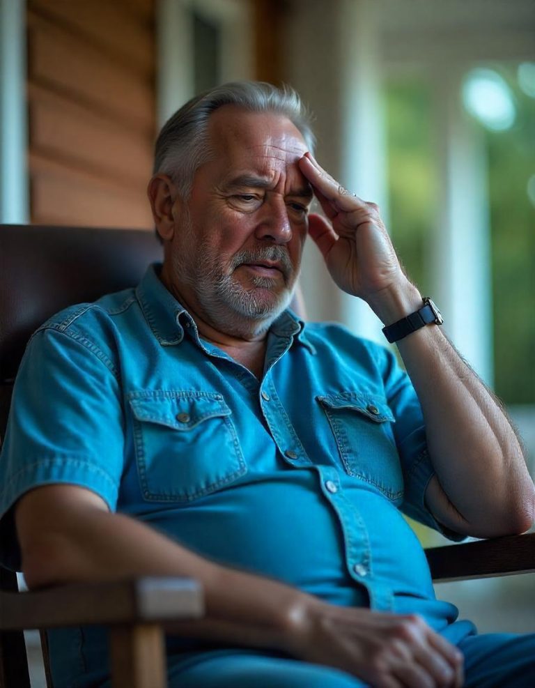 Person experiencing headache because of raised blood pressure