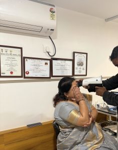 Digital Fundoscopy to check for Diabetes Retinopathy at Sharma Specialty Clinic Camp by Dr. Ankur Sharma