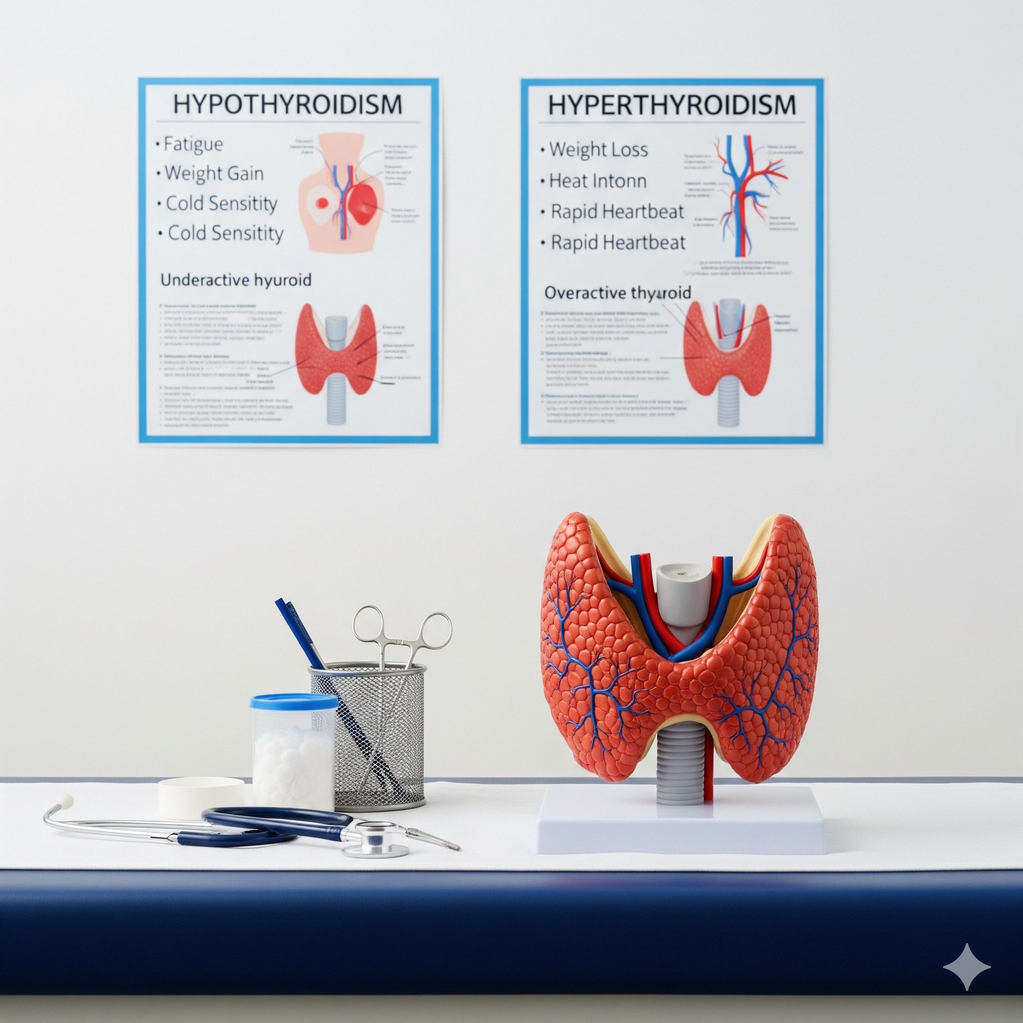 Thyroid gland dummy kept on table of Dr Ankur Sharma at Sharma Sepcialty Clinic Pune to explain about symptoms of thyroid gland problems